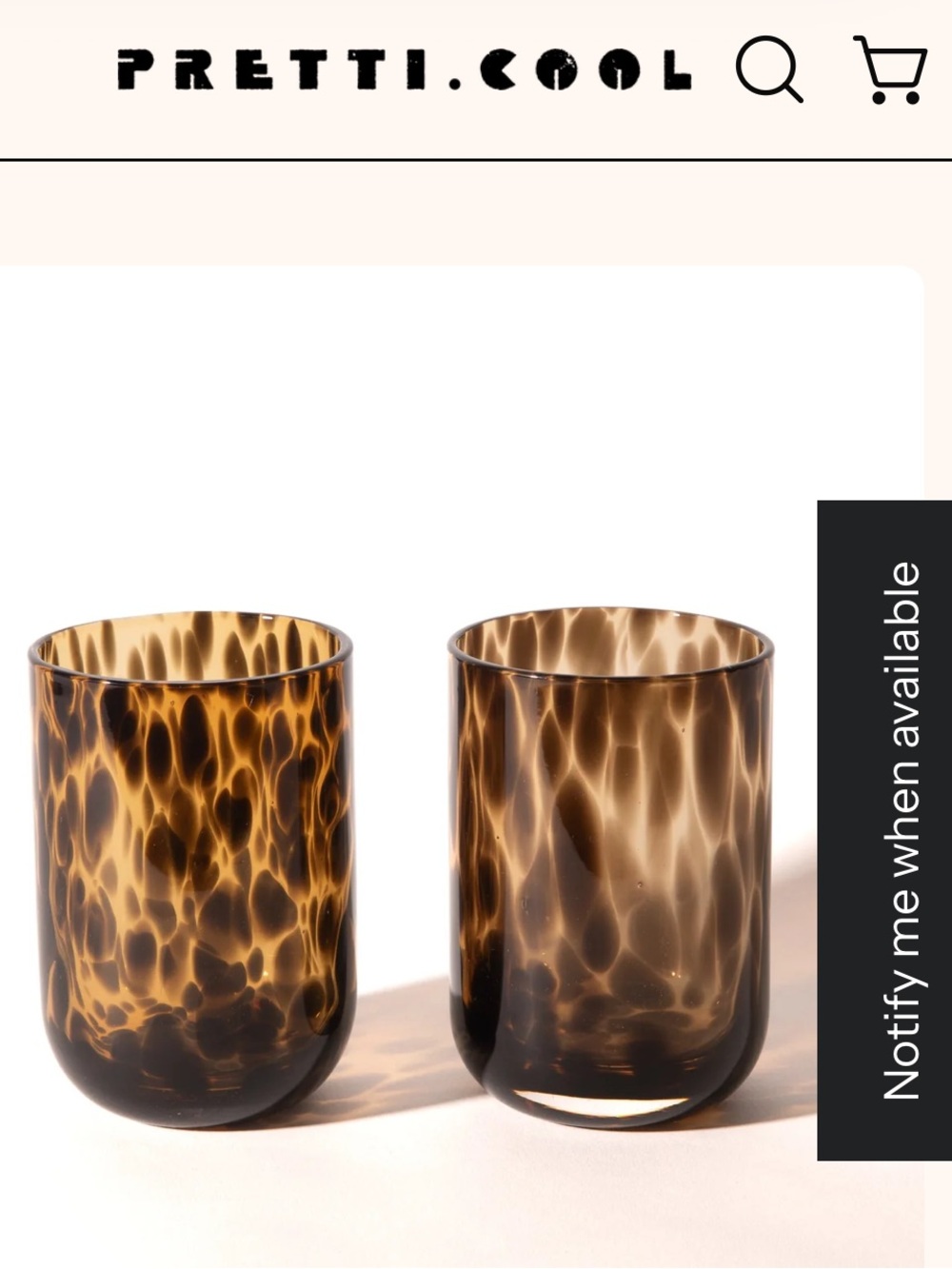 NIB Pretti.Cool Toirtoiseshell Drinking Glasses Set of 2
